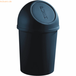 6 x Helit Abfallbehälter 13l Kunststoff mit Push-Deckel schwarz