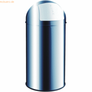 Helit Abfallbehälter 50l mit Push-Deckel und Gummibodenring Edelstahl