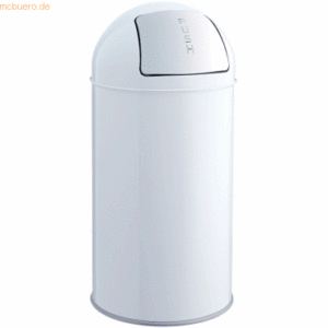 Helit Abfallbehälter 50l Metall mit Push-Einwurfklappe weiß