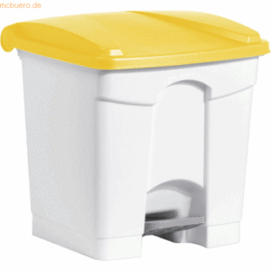 Helit Tretabfallbehälter 30l Kunststoff grau Deckel gelb
