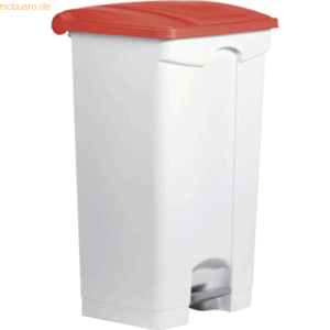 Helit Tretabfallbehälter 87l Kunststoff grau Deckel rot
