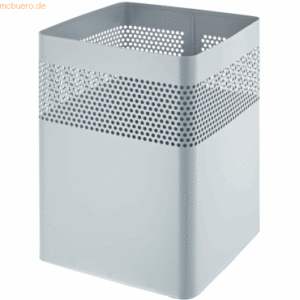 Helit Papierkorb Metall quadratisch 18l Lochdekor grau