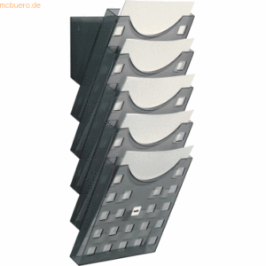 Helit Prospekthalter-Wandset A4 5 Fächer grau transparent