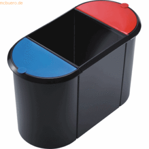 Helit Trio-System-Papierkorb 38l schwarz/rot/blau