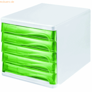 Helit Schubladenbox 5 Schübe grün transluzent/lichtgrau