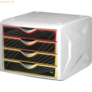 Helit Schubladenbox Chameleon A4-C4 4 Schubladen geschlossen weiß/farb