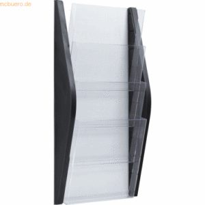 Helit Wandprospekthalter Bogendesign A4 4 Fächer schwarz