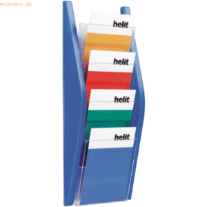 Helit Wandprospekthalter Bogendesign A5 4 Fächer blau