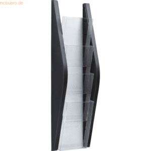 Helit Wandprospekthalter Bogendesign 1/3 A4 4 Fächer schwarz