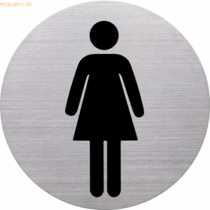 10 x Helit Türschild Piktogramm WC Damen 115mm silber