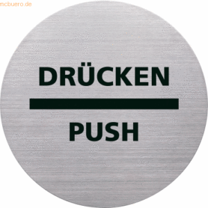 10 x Helit Türschild Piktogramm Push / Drücken 115mm silber