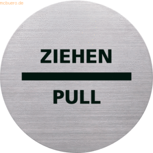 10 x Helit Türschild Piktogramm Pull / Ziehen 115mm silber