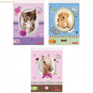 20 x Herlitz Notizblock A6 46 Blatt kariert Pretty Pets 3 Motive