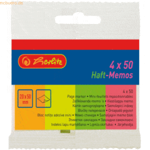 10 x Herlitz Haft-Memos 20x50mm 4x50 Blatt Neonfarben