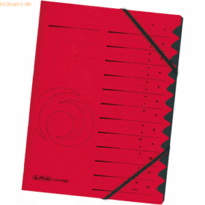 Herlitz Ordnungsmappe A4 Karton 12 Fächer rot