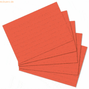 8 x Herlitz Karteikarten A7 liniert orange VE=100 Stück