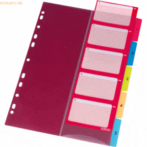 Herlitz Register A4 1-5 Kunststoff PP mehrfarbig mit Indextasche