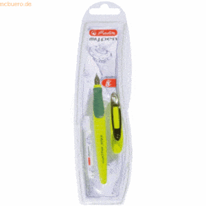 3 x Herlitz Füllhalter my.pen L-Feder lemon/blau