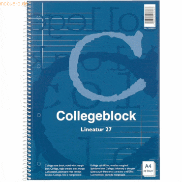 5 x Herlitz Spiralblock A4 liniert 60 g/qm Rand beidseitig 80 Blatt