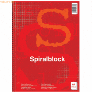 5 x Herlitz Spiralblock A4 kariert 60 g/qm 80 Blatt