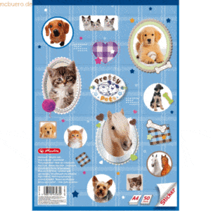 5 x Herlitz Malblock A4 50 Blatt 70g/qm Sticker Pretty Pets