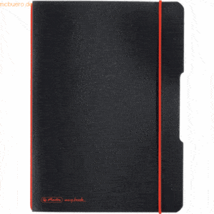 5 x Herlitz Notizheft my.book flex PP A5 40 Blatt kariert schwarz