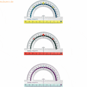9 x Herlitz Winkelmesser my.pen 10cm transparent/farbig sortiert