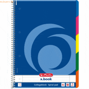 3 x Herlitz Spiralblock A4 100 Blatt liniert 5 Taben