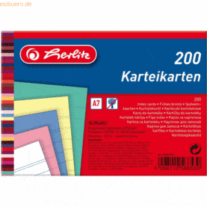 12 x Herlitz Karteikarten A7 170g/qm liniert farbig sortiert VE=200 St