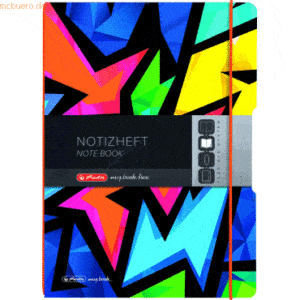 Herlitz Notizheft flex A4 PP 40 Blatt kariert Neon Art