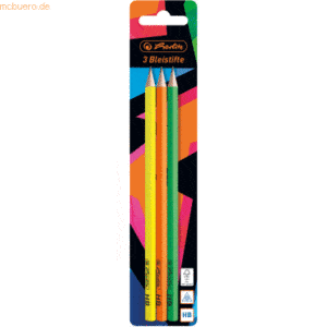 8 x Herlitz Bleistift HB dreikant Neon Art gelb/orange/grün VE=3 Stück