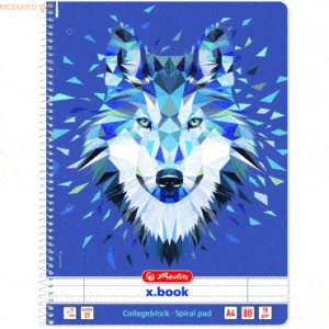 Herlitz Spiralblock A4 80 Blatt 70g/qm Lineatur 27 Wild Animals Wolf