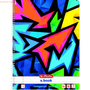 5 x Herlitz Spiralblock A4 80 Blatt 70g/qm liniert mit Rand Neon Art