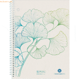 5 x Herlitz Spiralblock A5 Greenline 70 Blatt kariert gelocht Ginkgo