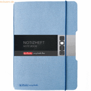 5 x Herlitz Notizheft flex Leinen A6 40 Blatt punktiert hellblau