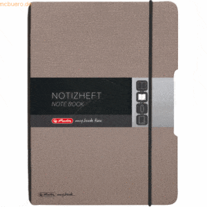 Herlitz Notizheft flex Lederoptik A5 40 Blatt punktiert taupe