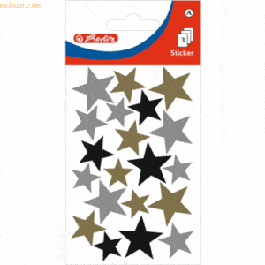 10 x Herlitz Deko-Sticker Motiv 5 selbstklebend Sterne gold/silber VE=