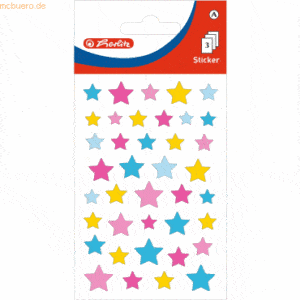 10 x Herlitz Deko-Sticker Motiv 6 selbstklebend Sterne glimmer/pastell
