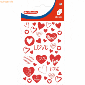 10 x Herlitz Deko-Sticker Motiv 7 selbstklebend Rote Herzen VE=3 Blatt