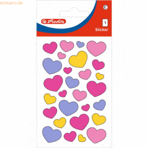 10 x Herlitz Deko-Sticker Motiv 8 selbstklebend Herzen Glimmer/Pastell