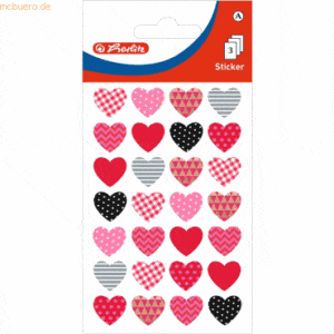 10 x Herlitz Deko-Sticker Motiv 9 selbstklebend Herzen Rosarot mix VE=