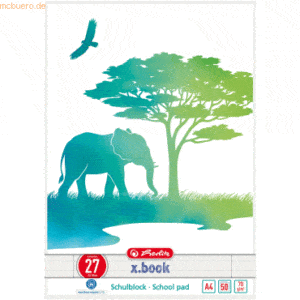 10 x Herlitz Schulblock GreenlineA4 50 Blatt Lineatur 27 Elefant