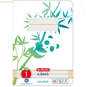 10 x Herlitz Schulheft Greenline A5 16 Blatt Lineatur (01) Motiv Panda