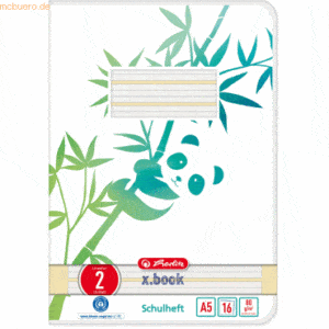 10 x Herlitz Schulheft Greenline A5 16 Blatt Lineatur (02) Motiv Panda