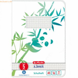 10 x Herlitz Schulheft Greenline A5 16 Blatt Lineatur (05) Motiv Panda