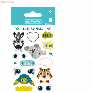 10 x Herlitz Sticker-Etikett Folie Cute Animals 1 Blatt