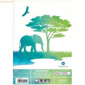 Herlitz Zeichenblock A4 100g/qm 20 Blatt Greenline Elefant