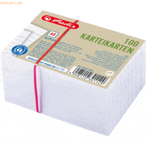 10 x Herlitz Karteikarten A8 liniert 180 g/qm weiß VE=100 Stück