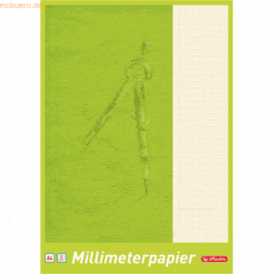 5 x Herlitz Millimeterblock A4 25 Blatt