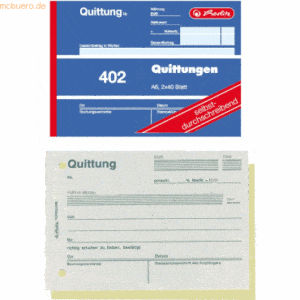 Herlitz Formularbuch Quittung A6 402 2x40 Blatt selbstdurchschreibend